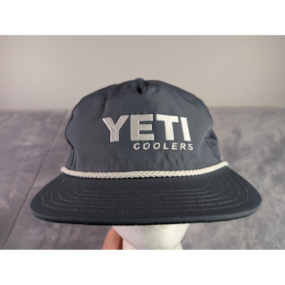 YETI Coolers Rope Hat Mens Snapback Charcoal Gray Green Underbrim Vintage Style